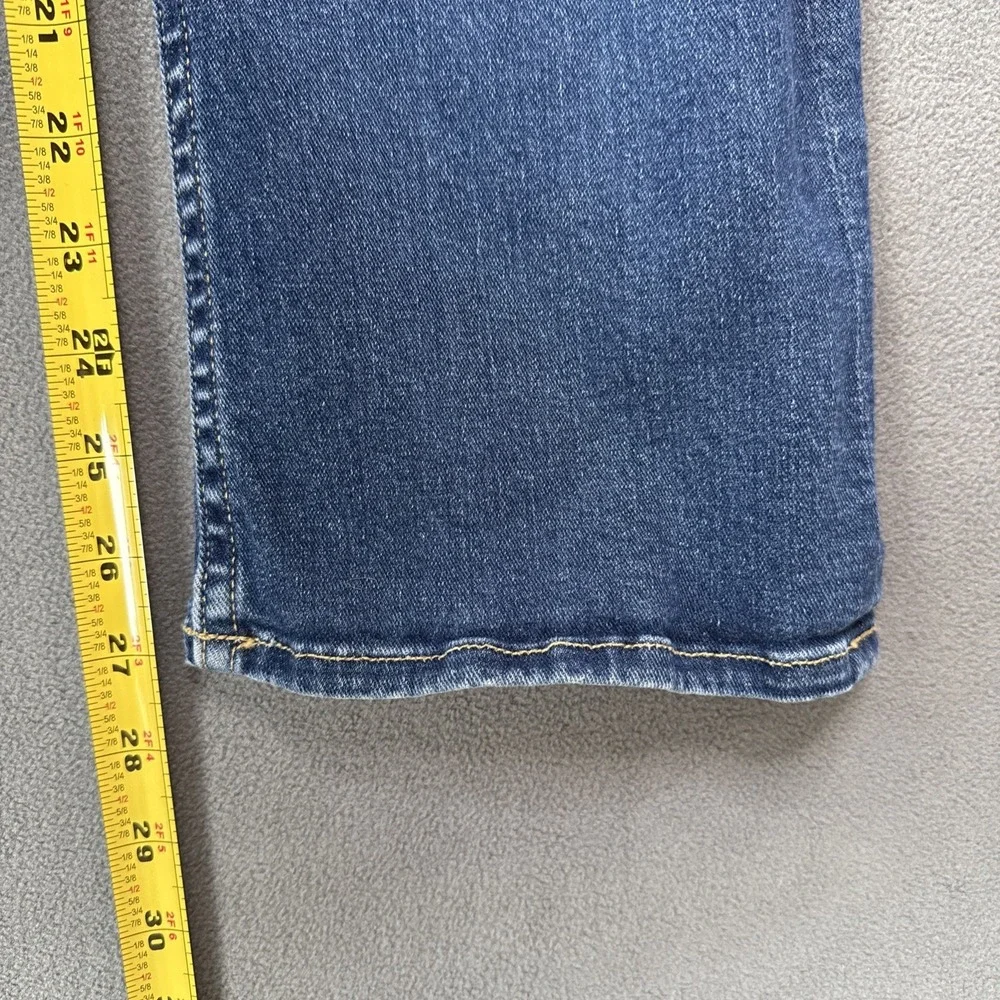 NoEnd Denim Jeans Womens 24 Blue Kick Flare Mid Rise Medium Wash USA Made‎